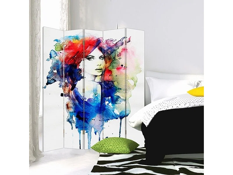 Paravento bilaterale, Donne ad acquerello - 180x170