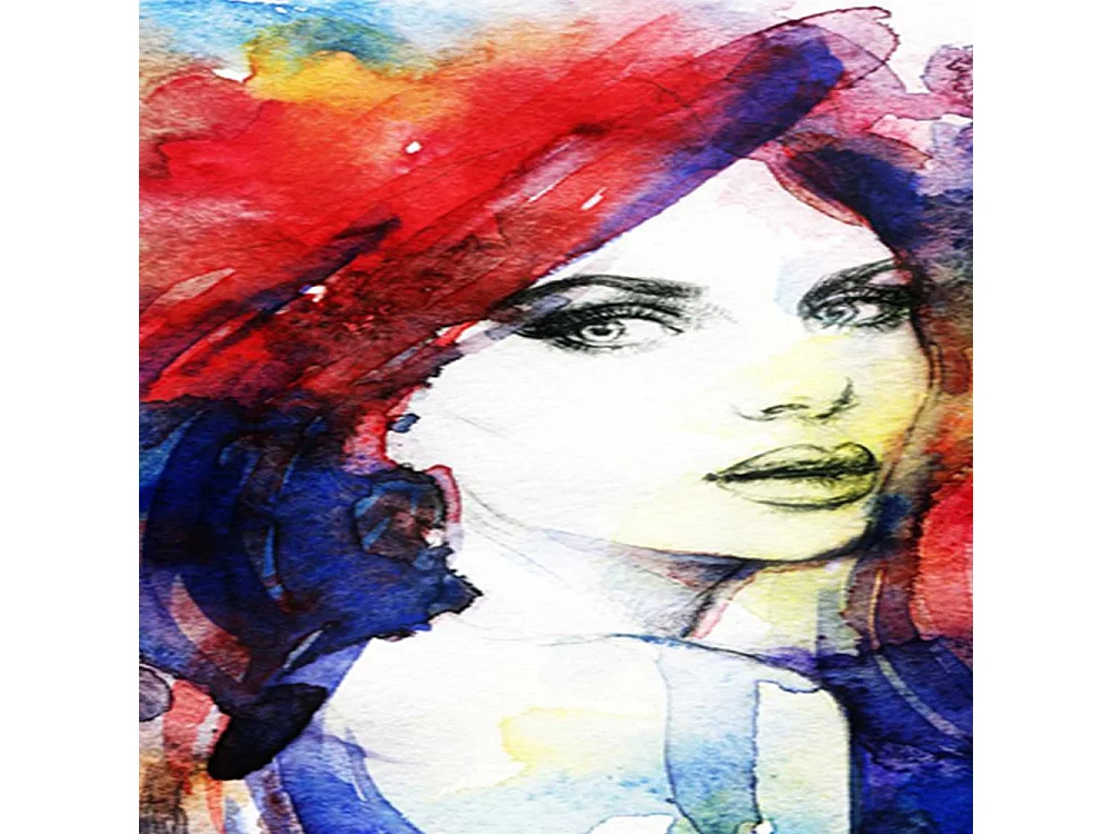 Paravento bilaterale, Donne ad acquerello - 180x170