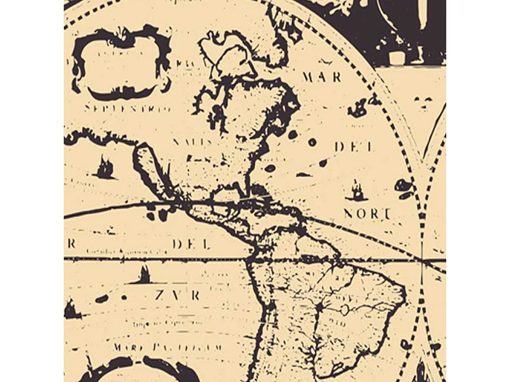 Paravento bilaterale, Mappa del mondo d'epoca - 180x170