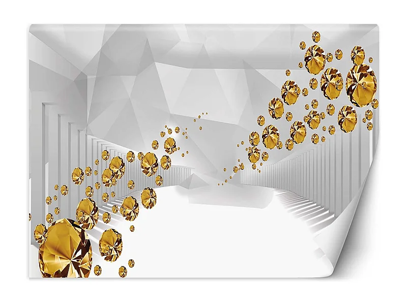 Carta Da Parati, Pietre dorate in un tunnel astratto - 100x70