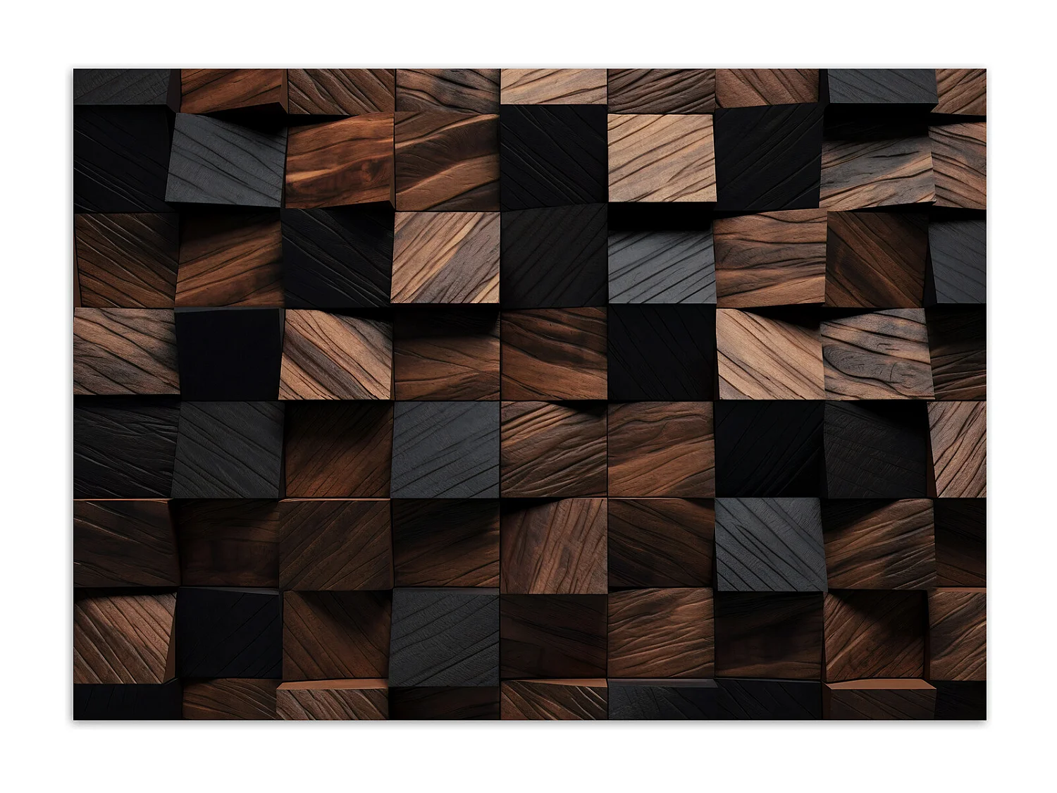 Wallpaper, Wood mosaic cube 3D - 200x140