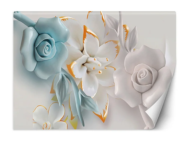 Carta Da Parati, Fiori astratti 3d - 450x315