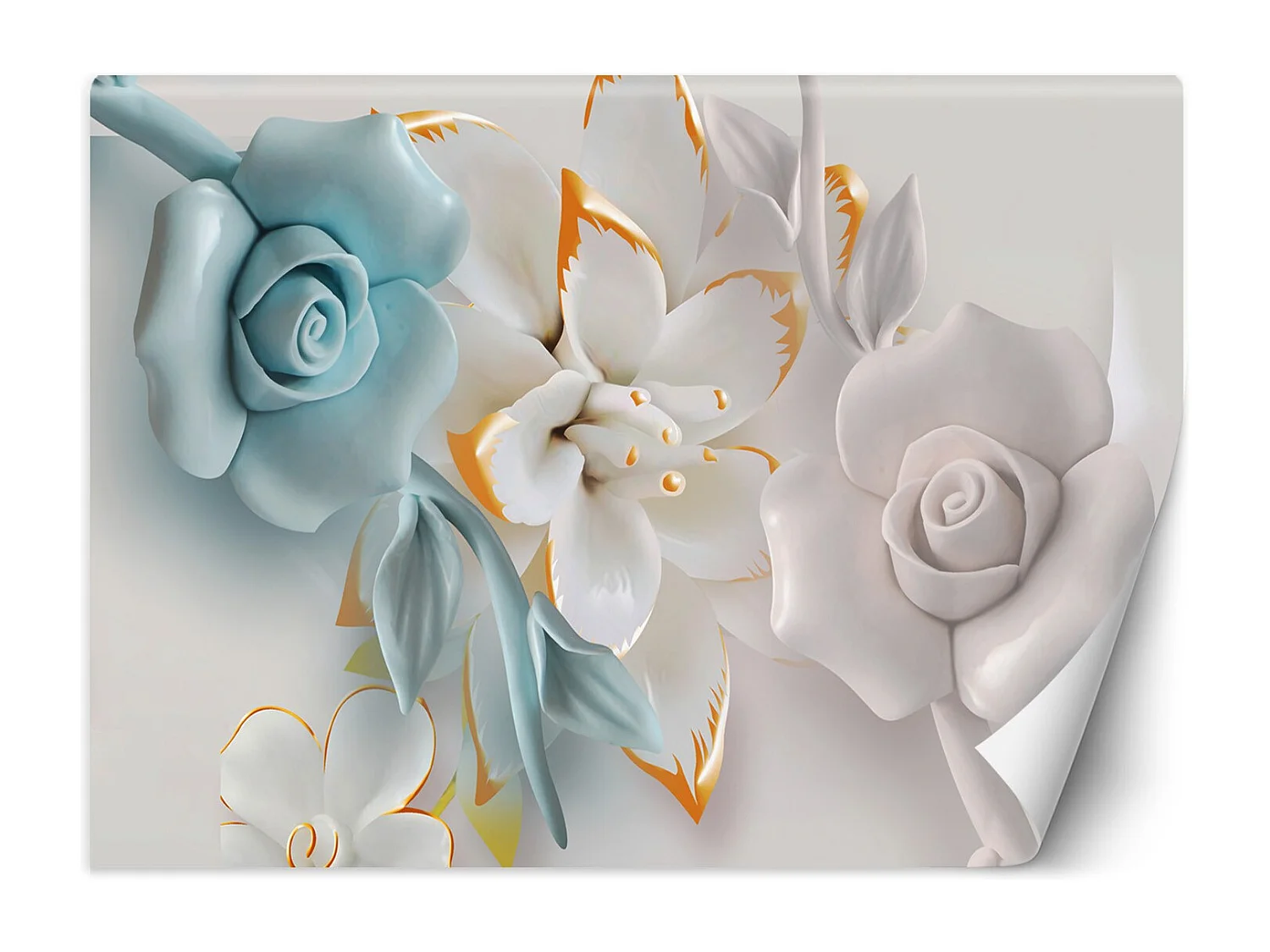 Carta Da Parati, Fiori astratti 3d - 450x315