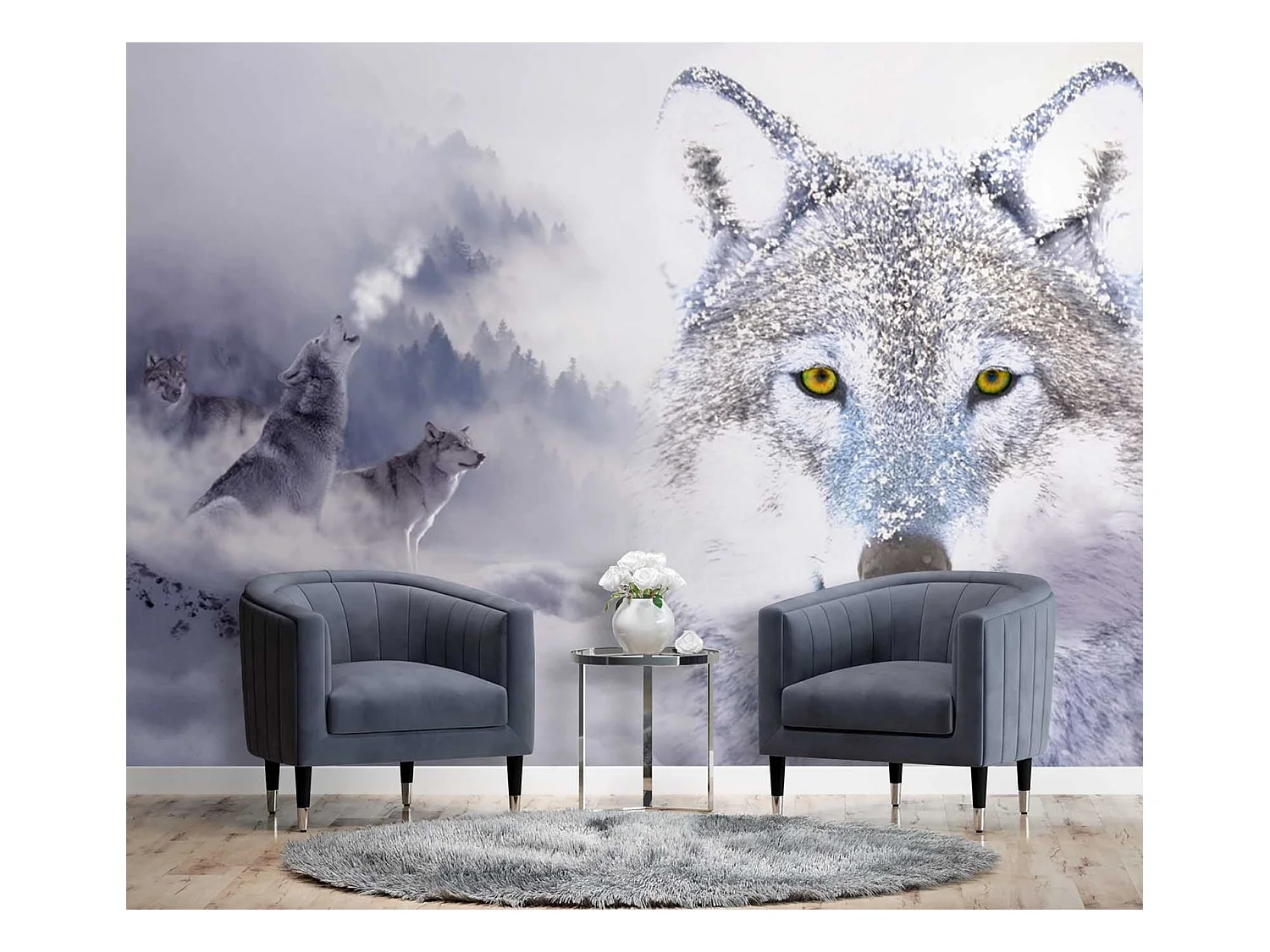 Carta Da Parati, Lupo nella nebbia Animali della natura - 350x245