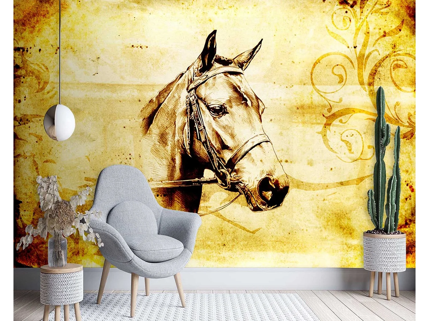 Carta Da Parati, Testa di cavallo retrà² - 300x210