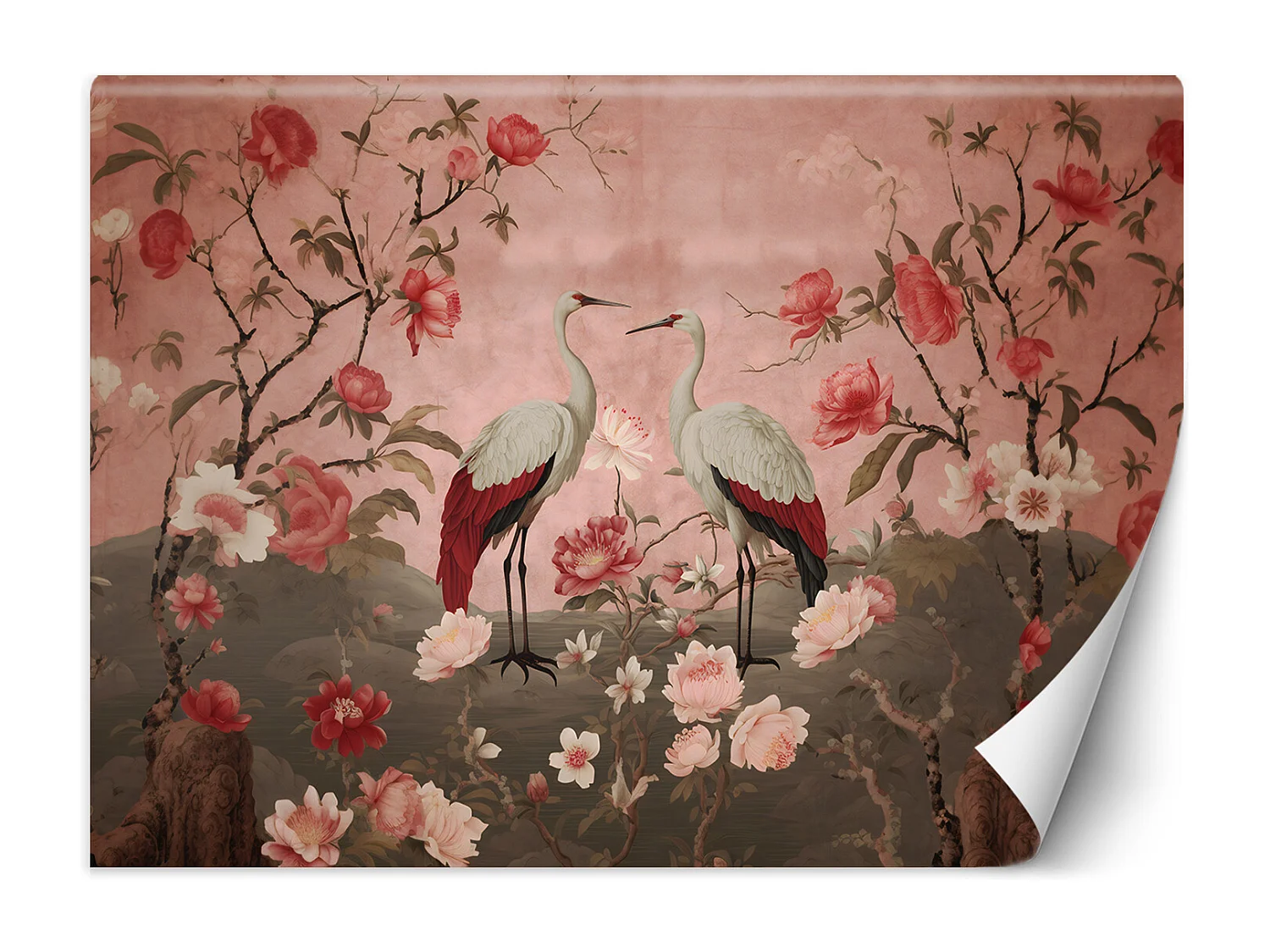Wallpaper, Chinoiserie Flowers and Birds - 250x175