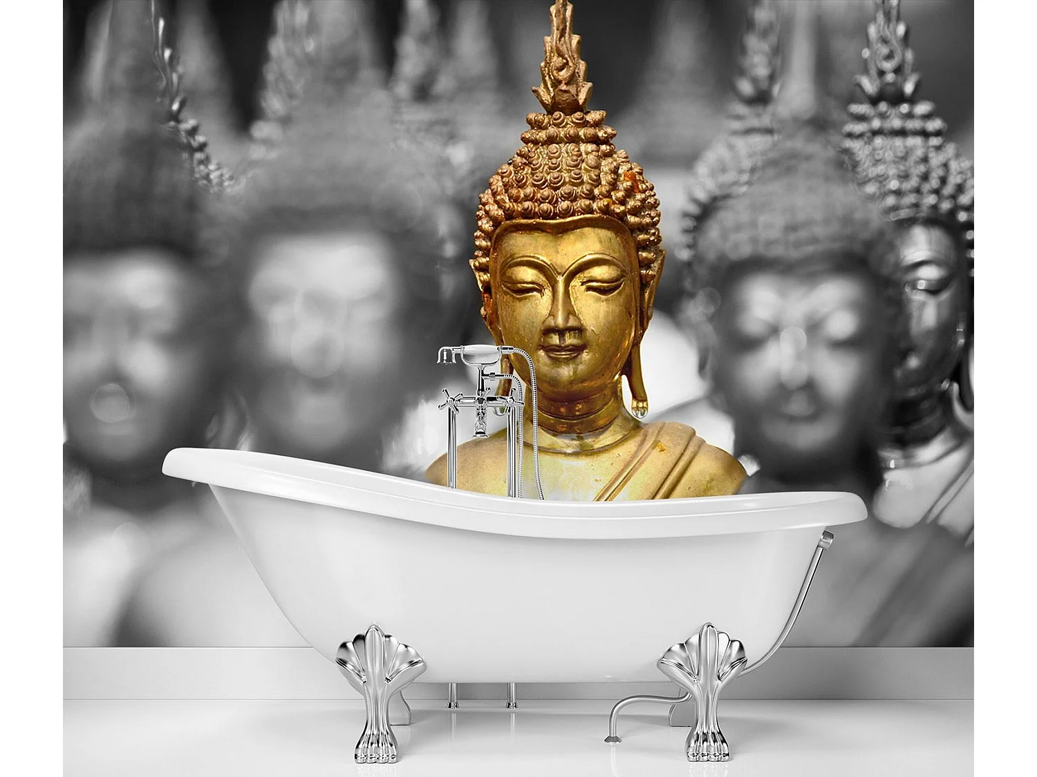 Carta Da Parati, Buddha Zen d'oro - 250x175