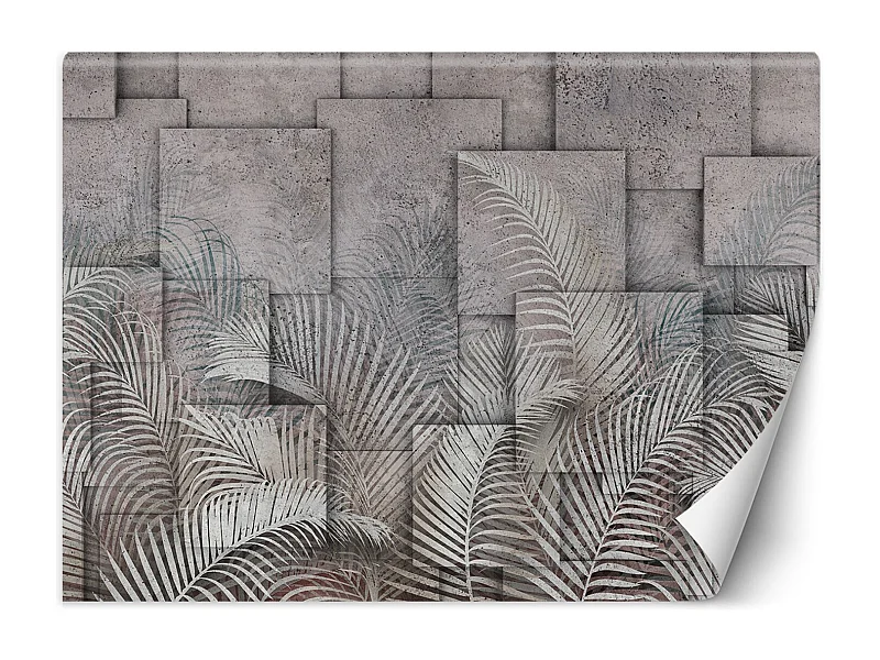 Carta Da Parati, Foglie di palma 3d Grigio - 450x315
