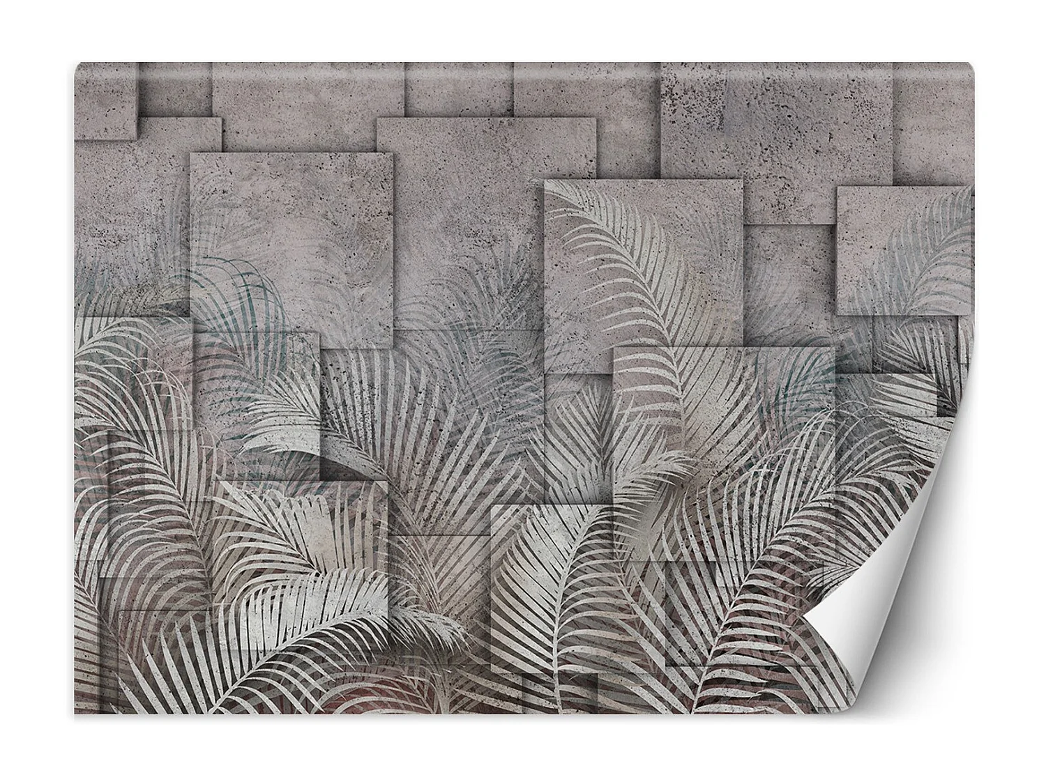 Carta Da Parati, Foglie di palma 3d Grigio - 450x315