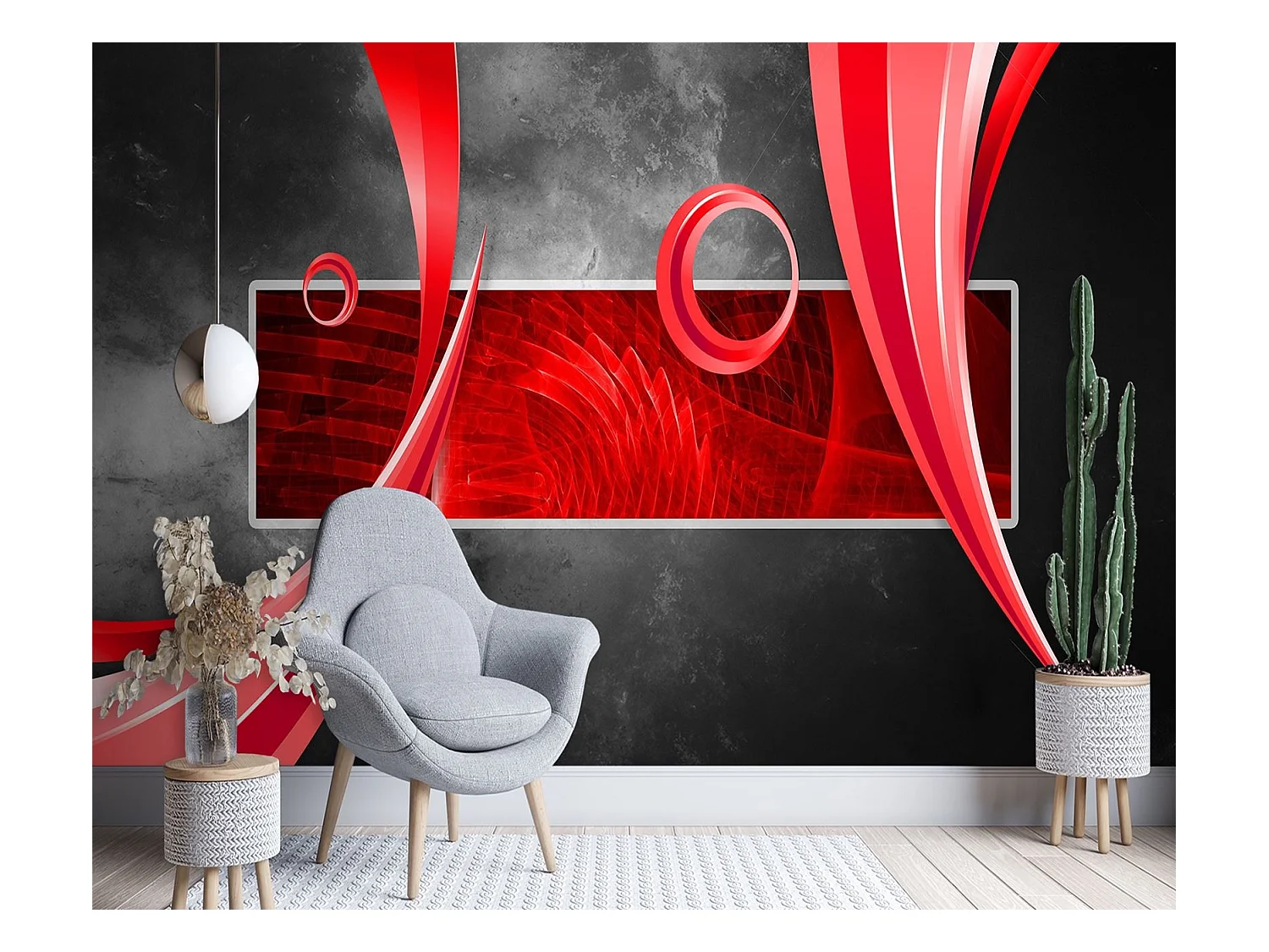 Carta Da Parati, Astratto geometrico Sfondo grigio - 350x245