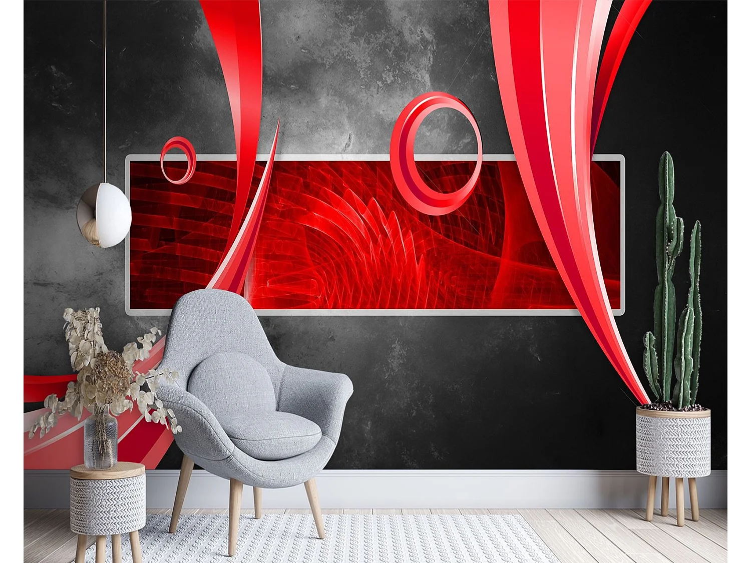 Carta Da Parati, Astratto geometrico Sfondo grigio - 300x210