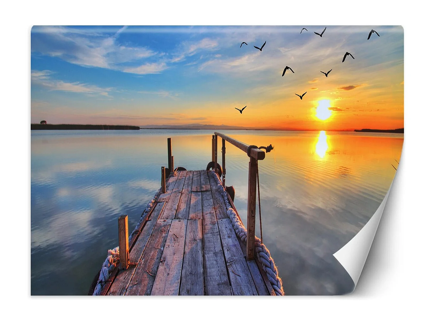 Carta Da Parati, Passerella Lago Tramonto - 400x280