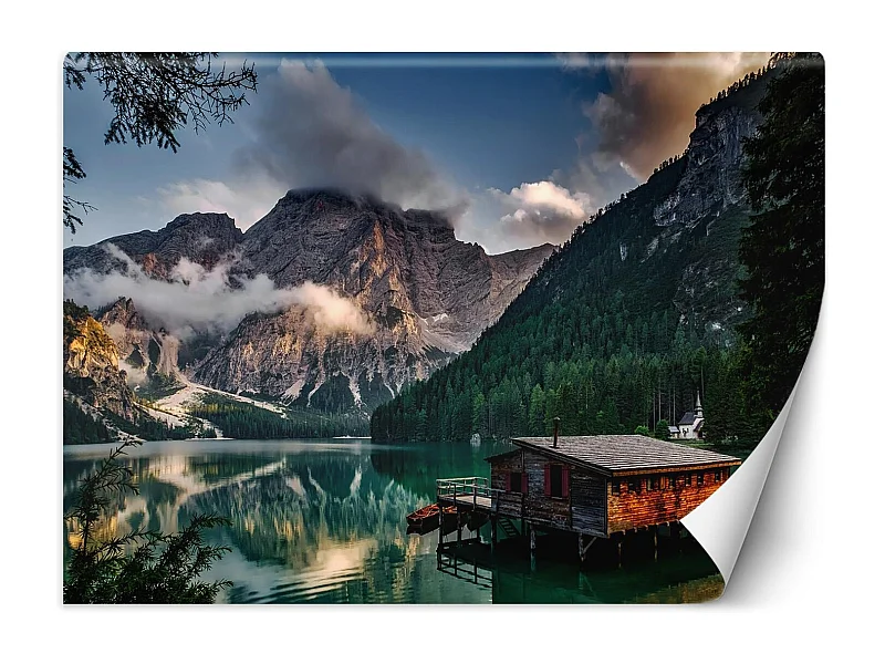 Carta Da Parati, Cottage su un lago di montagna - 100x70