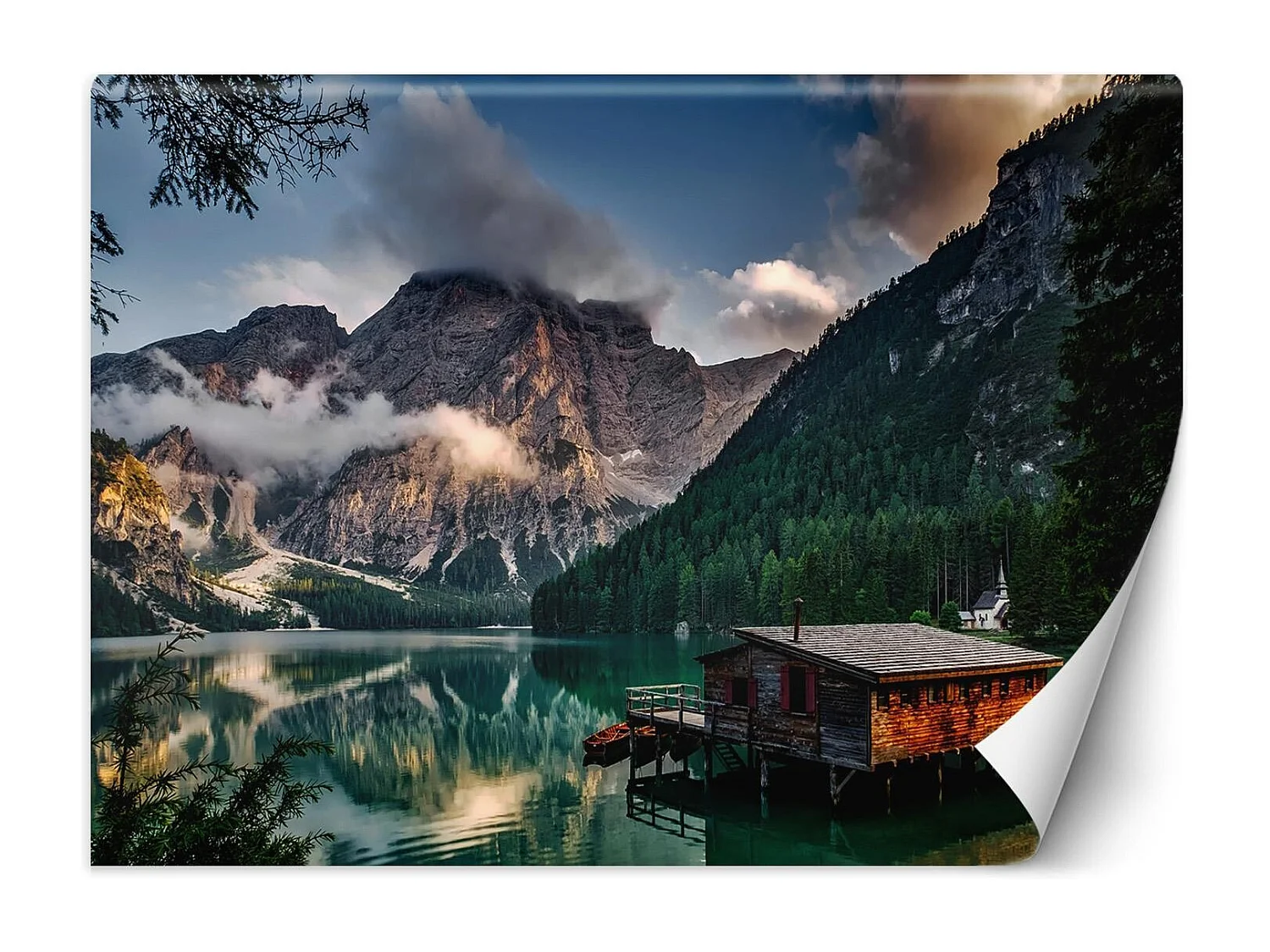 Carta Da Parati, Cottage su un lago di montagna - 100x70