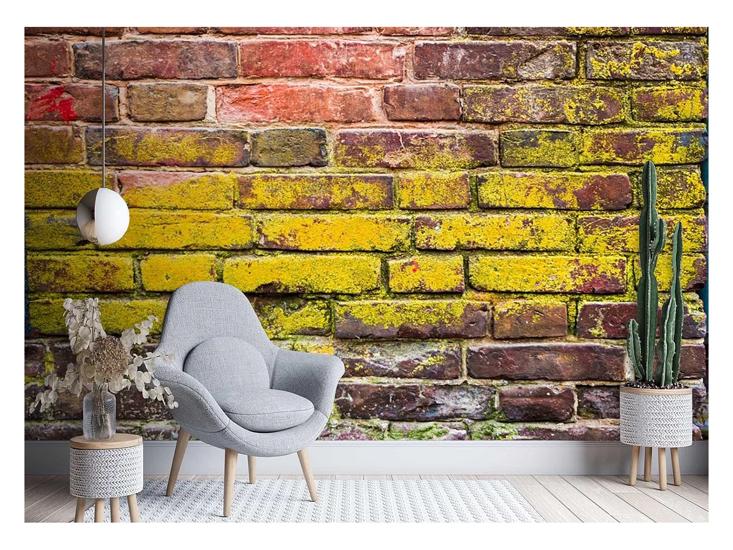 Carta Da Parati, Vecchio muro di mattoni colorati - 350x245