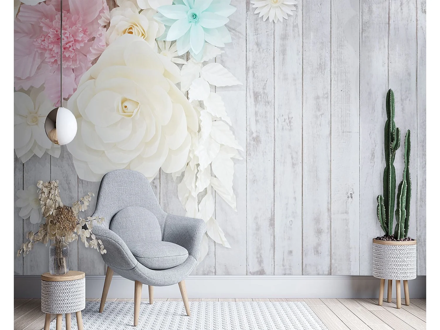 Carta Da Parati, Legno e fiori - 200x140