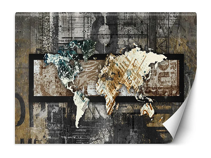 Carta Da Parati, Mappa del mondo in stile vintage - 350x245