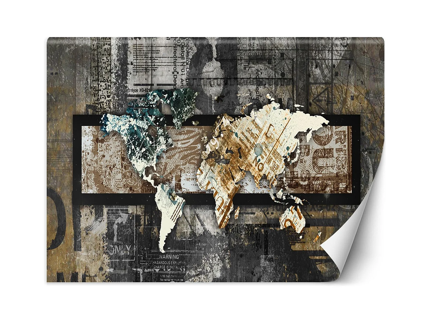 Carta Da Parati, Mappa del mondo in stile vintage - 350x245