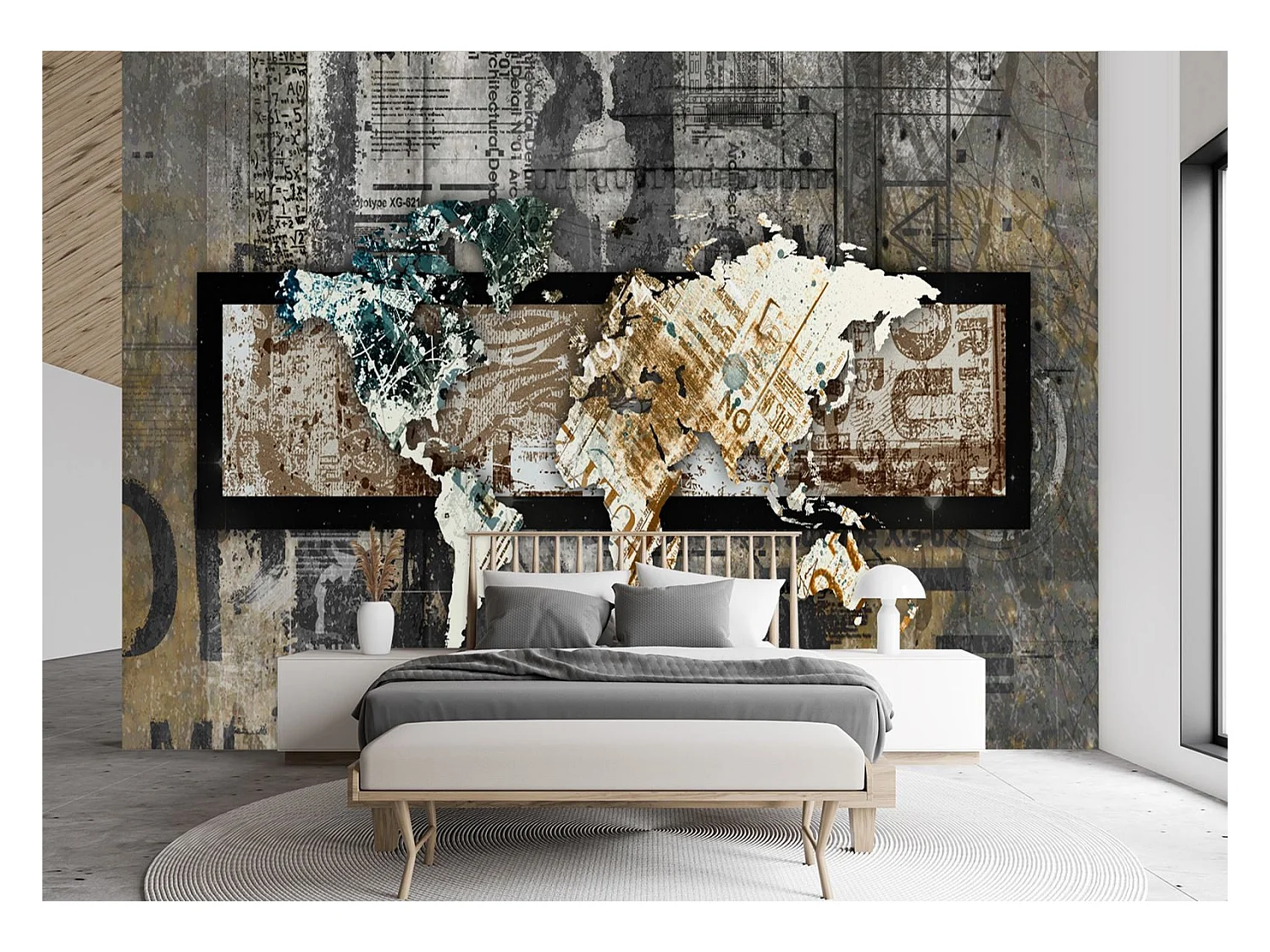 Carta Da Parati, Mappa del mondo in stile vintage - 350x245