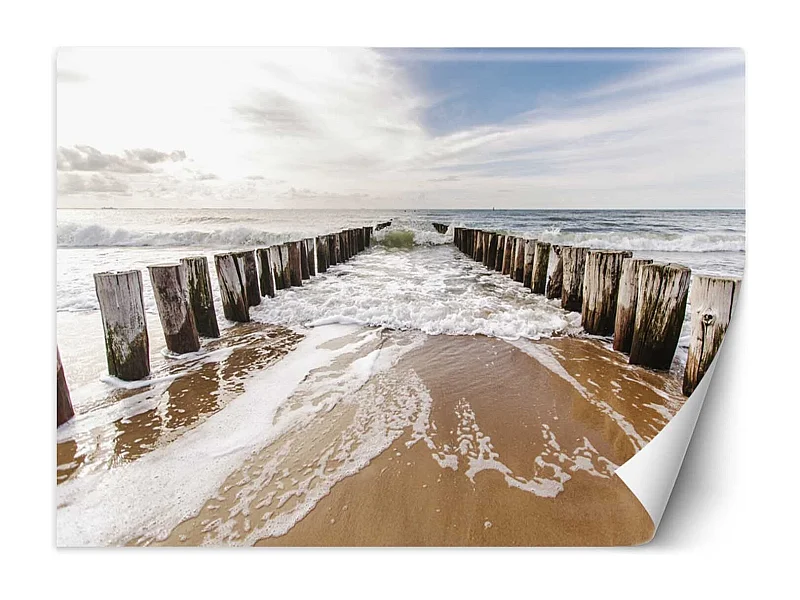 Carta Da Parati, 3D Spiaggia Vista Mare Frangiflutti - 200x140