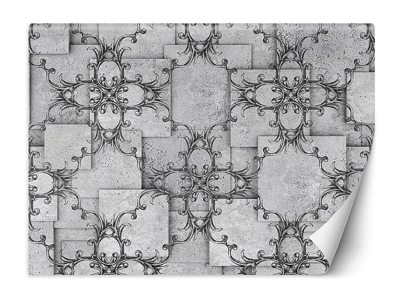 Carta Da Parati, Motivo orientale su sfondo grigio - 368x254