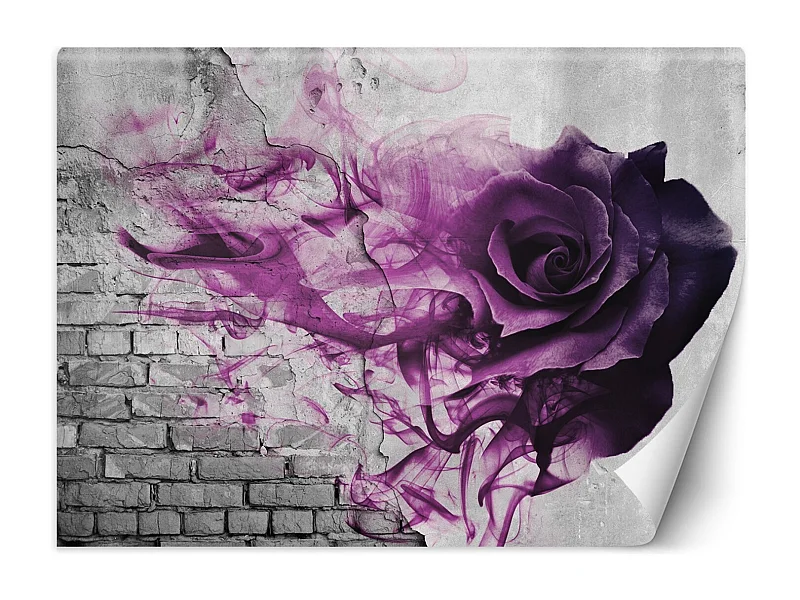 Carta Da Parati, Rosa viola effetto mattone 3D - 100x70