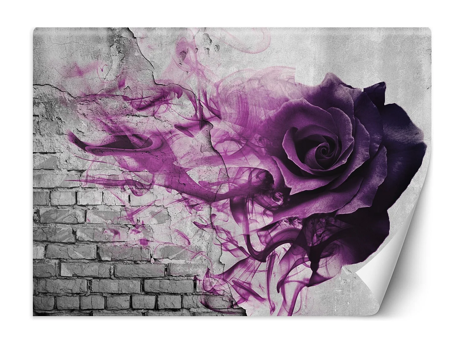 Carta Da Parati, Rosa viola effetto mattone 3D - 100x70