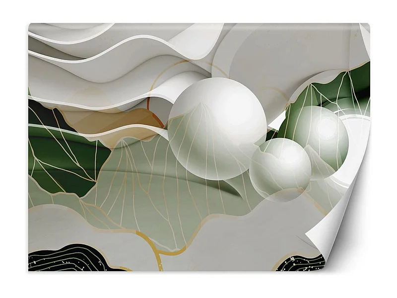 Carta Da Parati, Onde astratte 3d sfere - 400x280