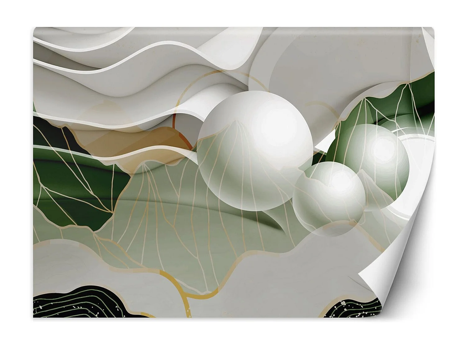 Carta Da Parati, Onde astratte 3d sfere - 400x280