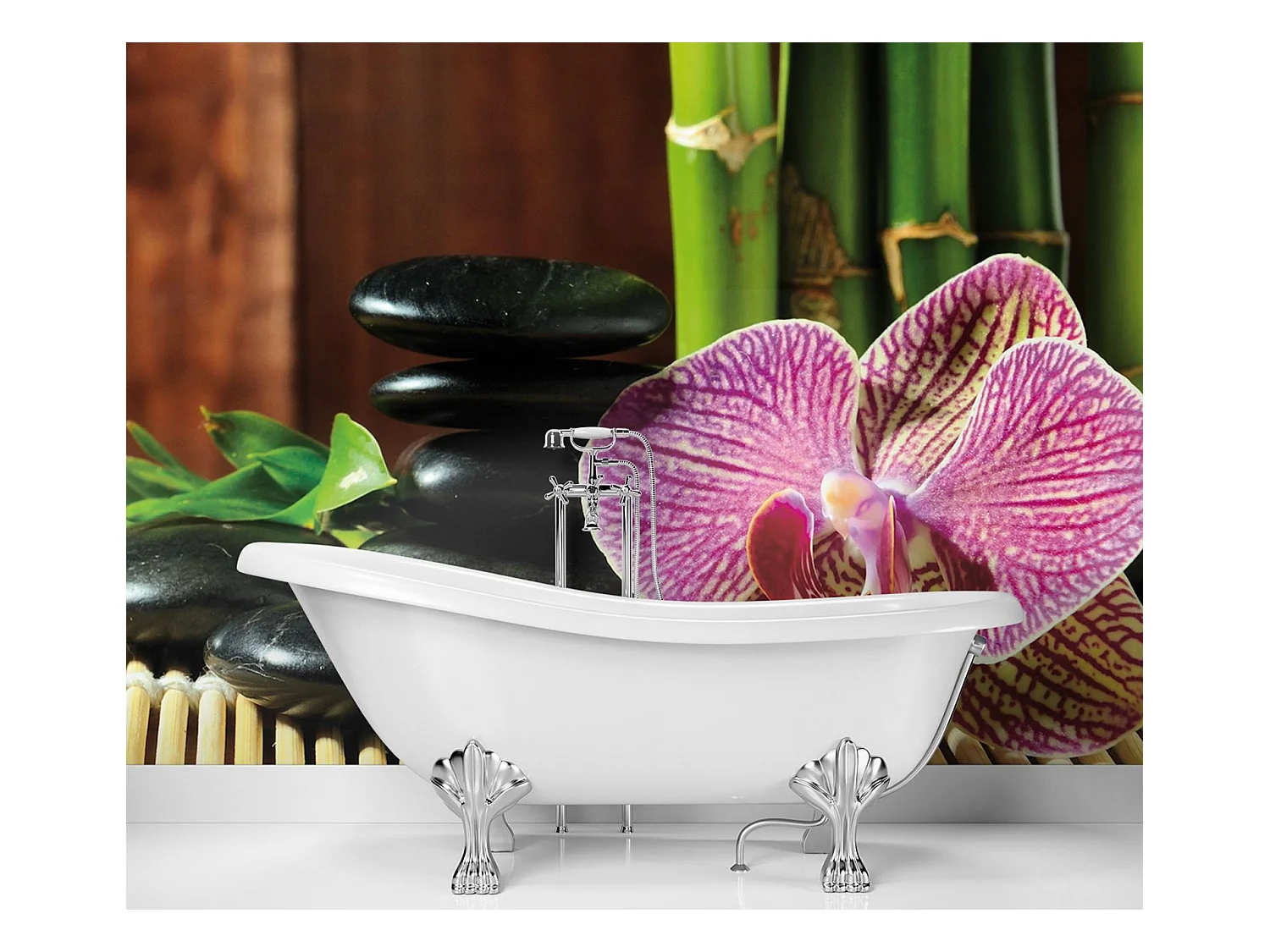 Carta Da Parati, Orchidea pietre zen e bambà¹ - 450x315