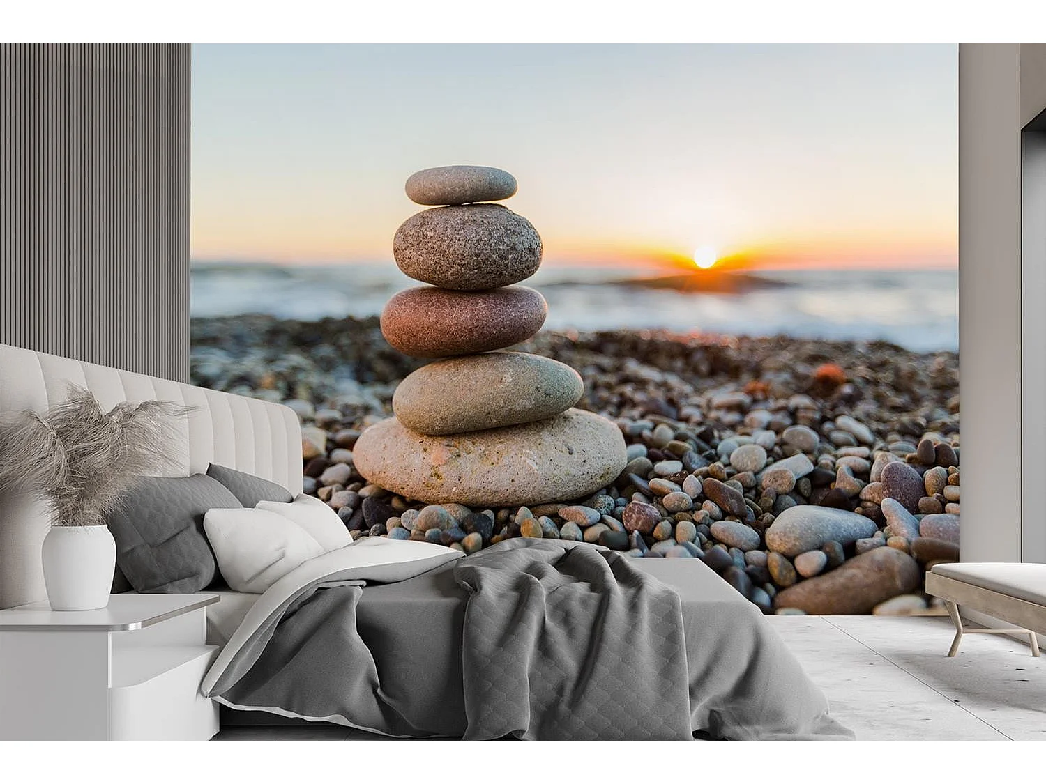 Carta Da Parati, Pietre sulla spiaggia - 100x70