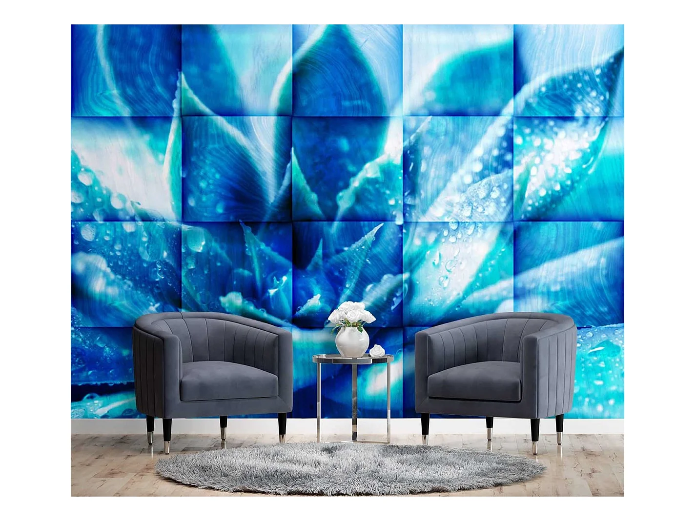 Carta Da Parati, Fiore blu - 350x245