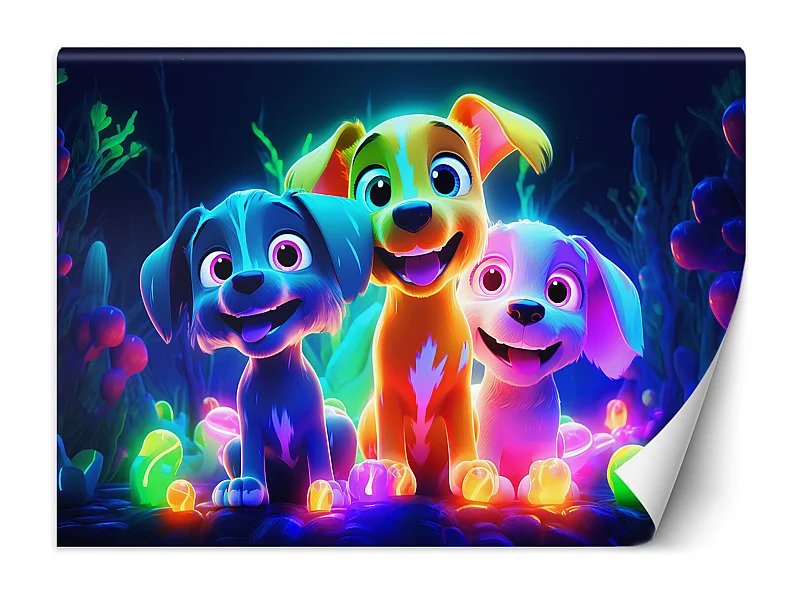 Wallpaper, Colorful dogs abstract - 100x70