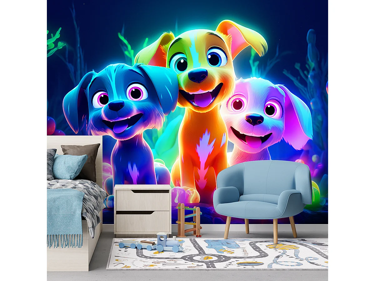 Wallpaper, Colorful dogs abstract - 100x70