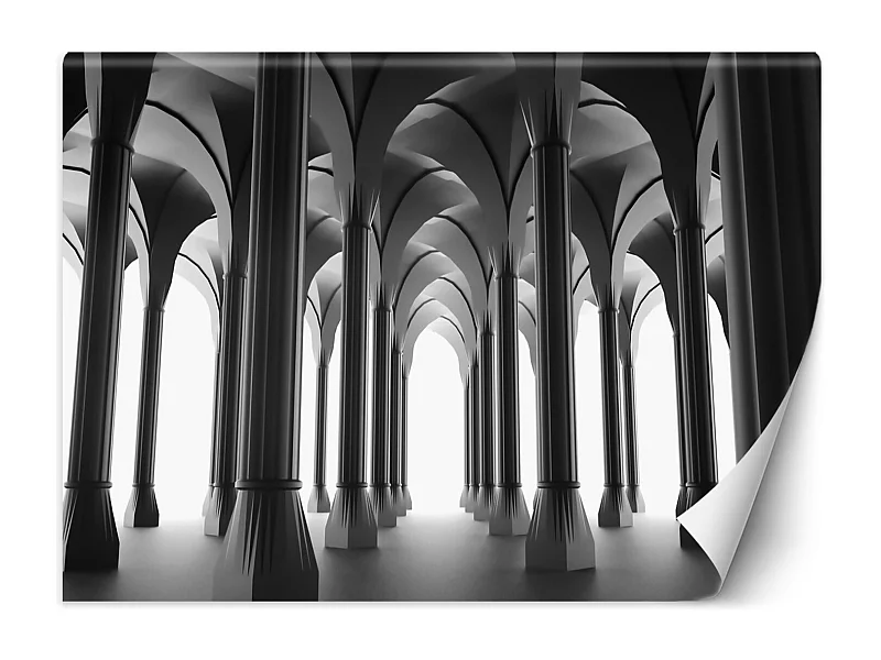 Carta Da Parati, 3D Architettura Colonne Grigio - 368x254
