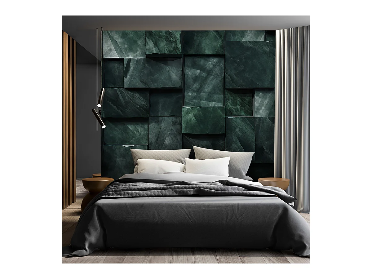 Wallpaper, Green cube wall 3D - 400x280