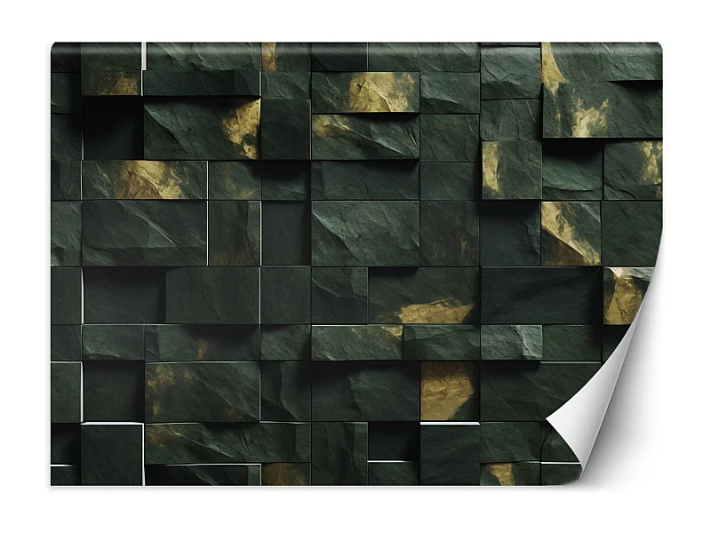 Wallpaper, Green mosaic cube 3D - 150x105