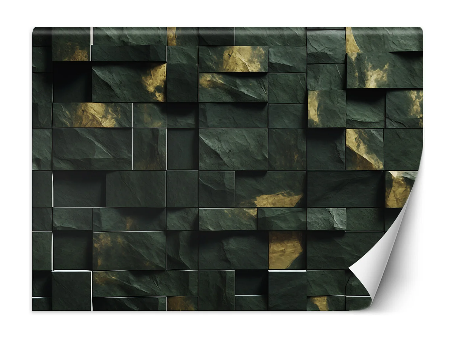 Wallpaper, Green mosaic cube 3D - 150x105