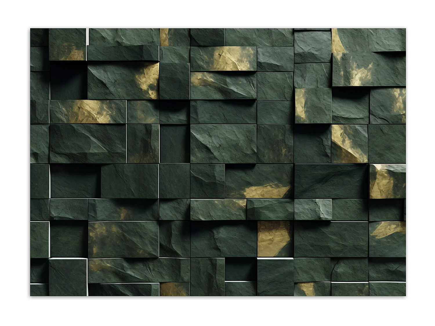 Wallpaper, Green mosaic cube 3D - 150x105