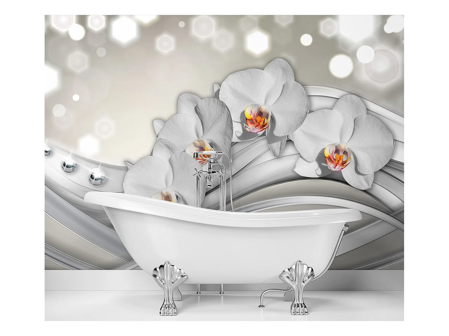 Carta Da Parati, Orchidee e onde - 350x245