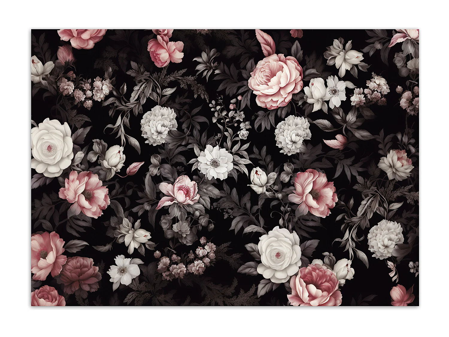Wallpaper, Flowers Peonies Roses - 100x70