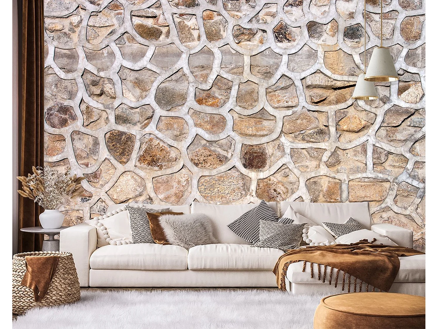 Carta Da Parati, Muro di pietra vintage - 250x175