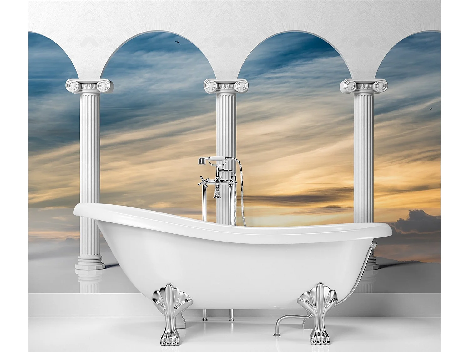 Carta Da Parati, Colonne del tramonto 3D - 150x105