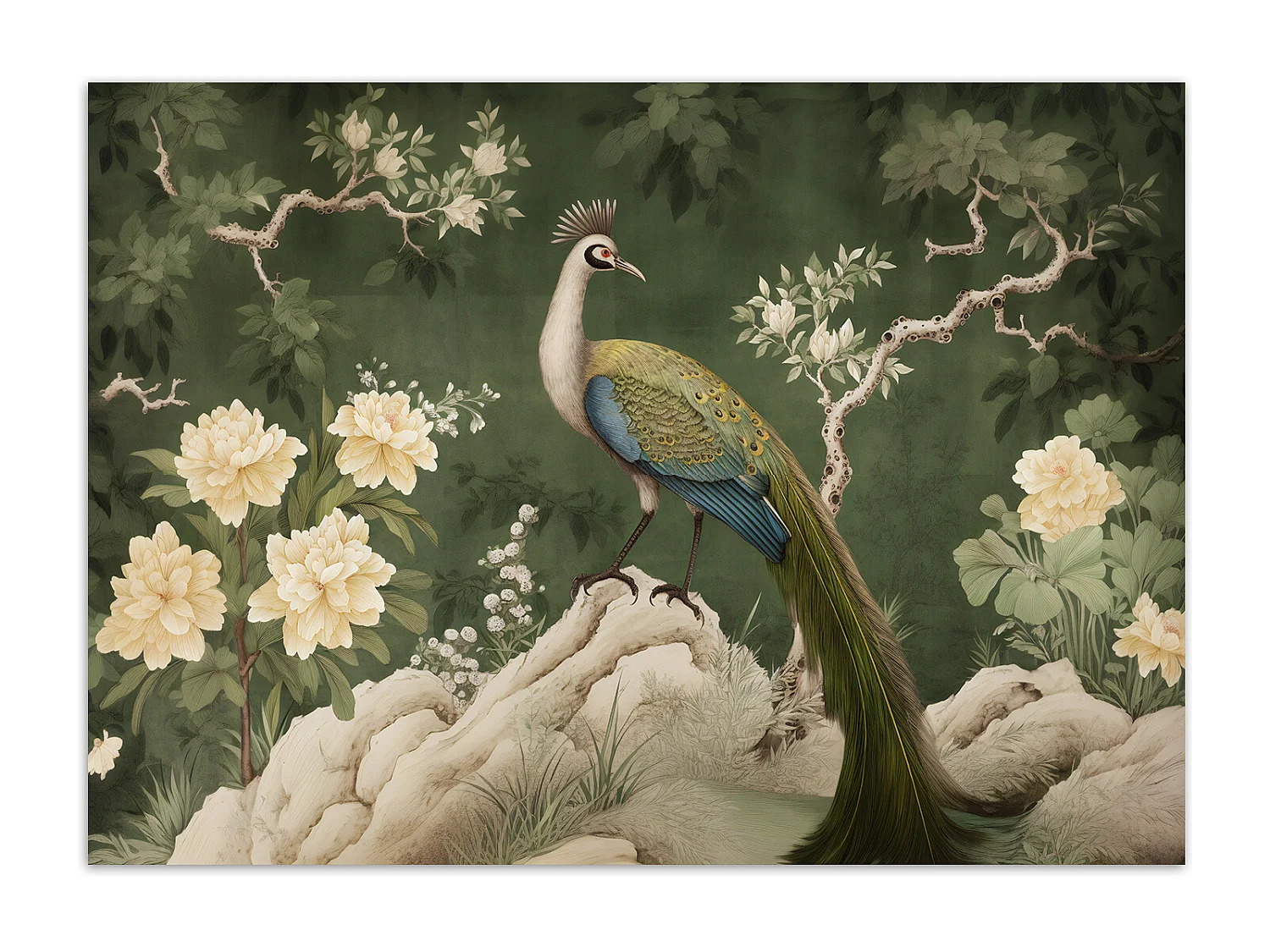 Wallpaper, Oriental peacock green - 300x210