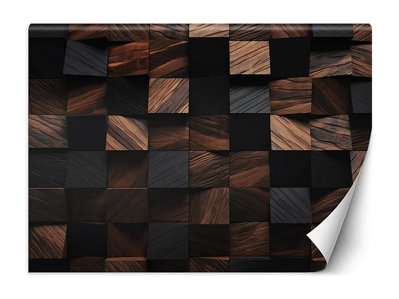 Wallpaper, Wood mosaic cube 3D - 254x184