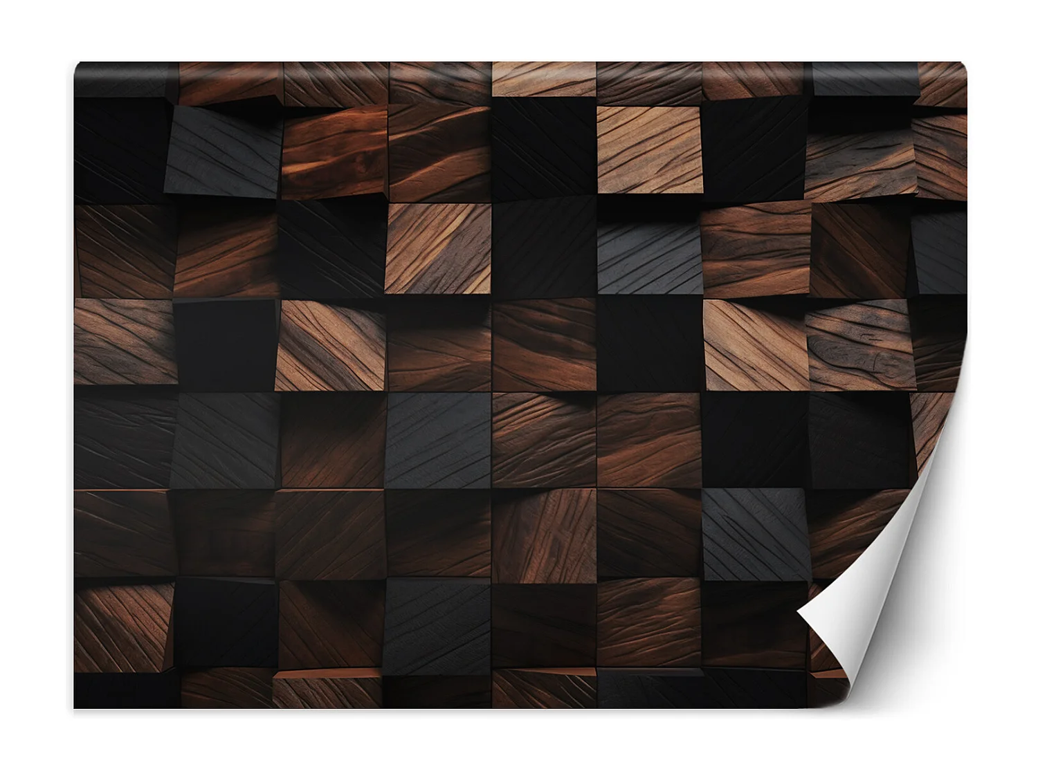 Wallpaper, Wood mosaic cube 3D - 254x184