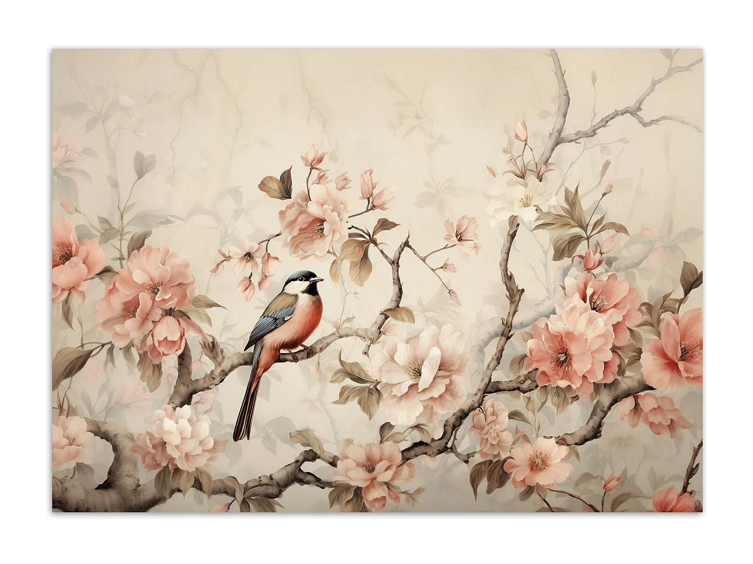 Wallpaper, Bird and flowers Vintage - 150x105