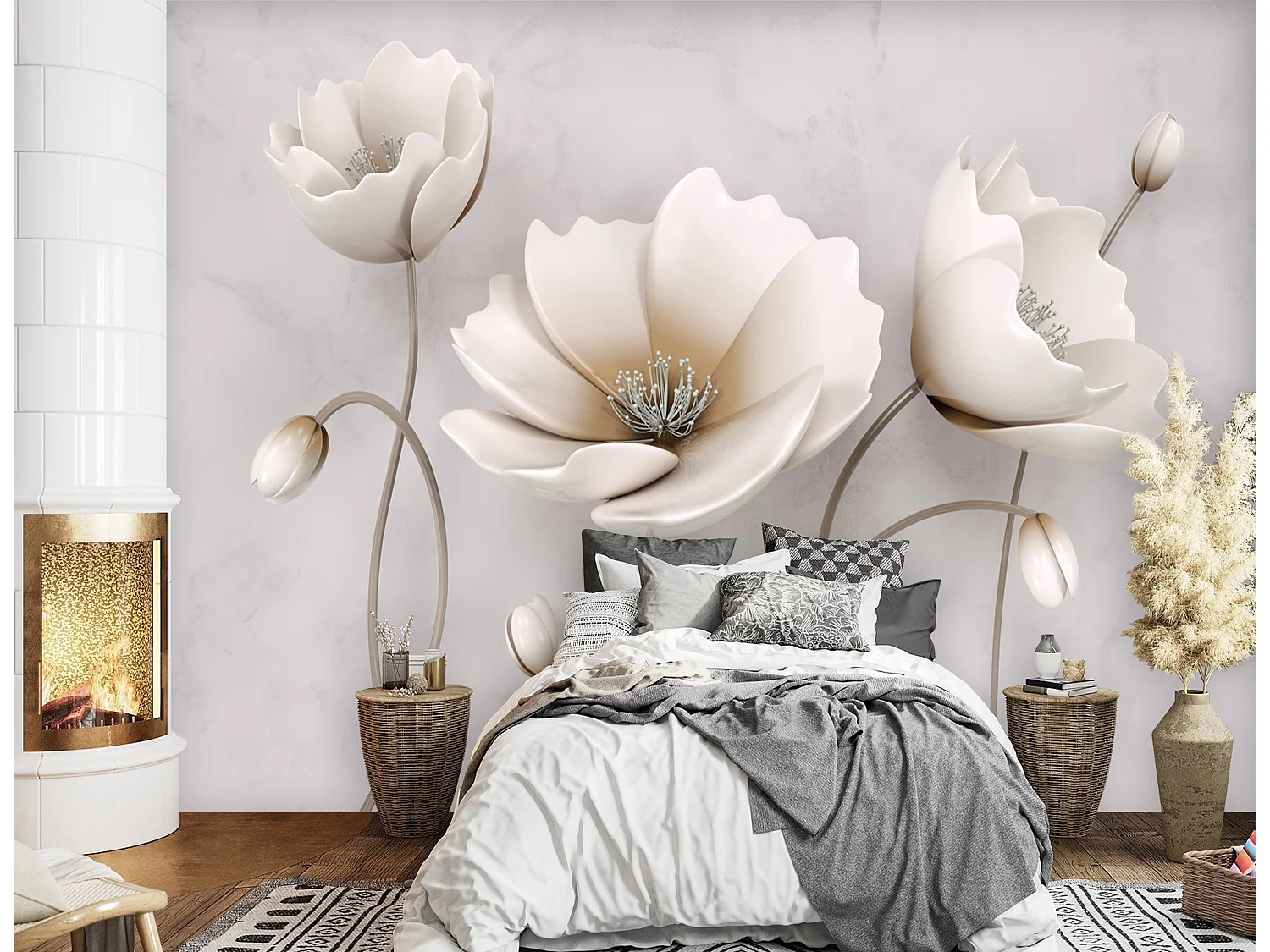 Carta Da Parati, Fiori astratti - 150x105