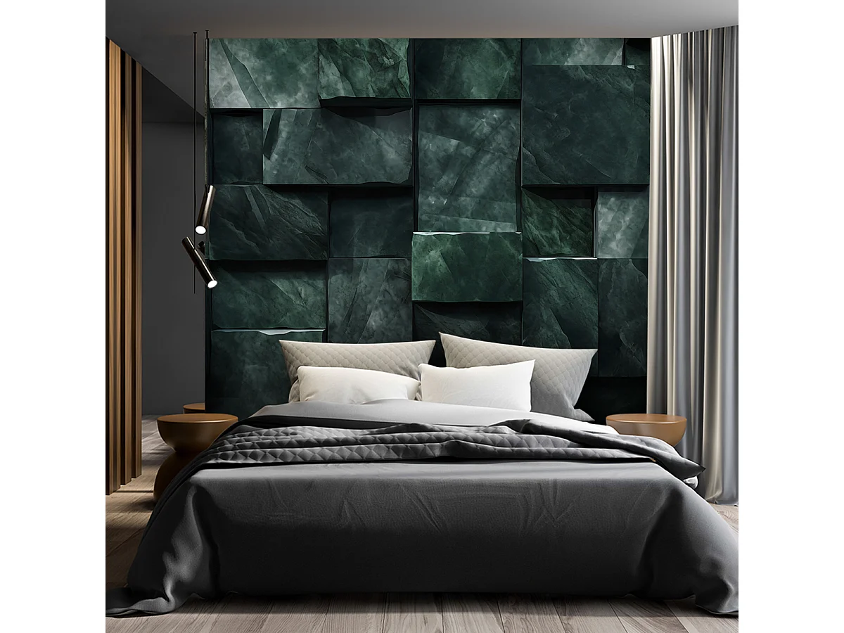 Wallpaper, Green cube wall 3D - 150x105