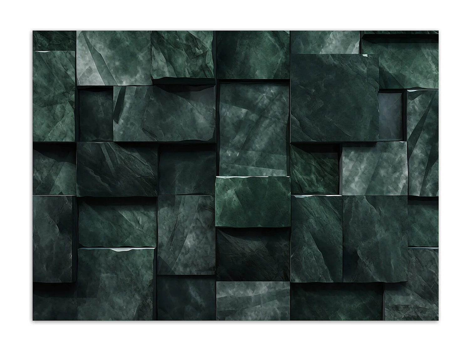 Wallpaper, Green cube wall 3D - 150x105